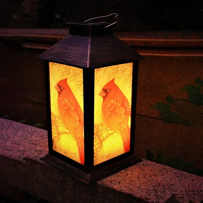 Solar Lanterns, Outdoor Hanging Lanterns Waterproof LED Solar Cardinal Lights Tabletop Lamp for Outdoor Patio Garden as Gifts for Mom Grandma Women