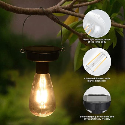 ELUTENG 4 Pack Solar Hanging Lights Replacement Top with Bulb 3.15 Inch Solar Light Replacement Top Part with Bulbs Waterproof Solar Lantern Accessories Tools for DIY Outdoor Lanterns