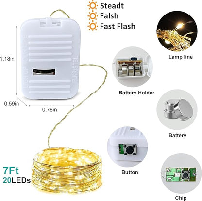Christmas Porch String Lights 24-Pack, 7ft 20 LED Waterproof