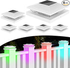 6-Pack RGB Solar Fence Post Lights, Outdoor LED Caps