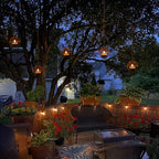 Courtyard Solar Hanging Lanterns 4-Pack, Metal Patio Decor