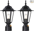 Black Lamp Post Light with Planter, Solar Outdoor