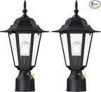 Black Lamp Post Light with Planter, Solar Outdoor