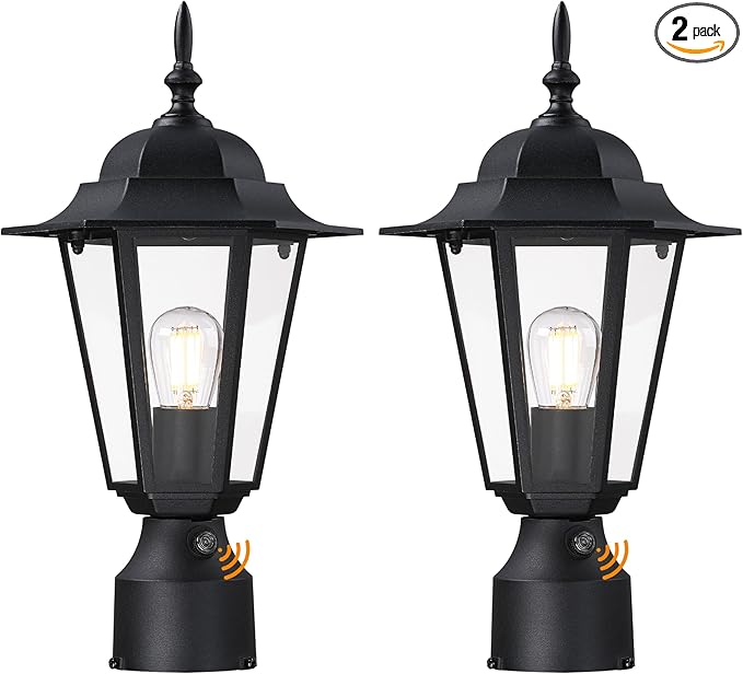 Black Lamp Post Light with Planter, Solar Outdoor