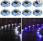 8-Pack Solar Deck Lights, Cool White Waterproof LED
