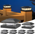 6-Pack Warm White Solar Fence Post Lights, Outdoor LED Caps