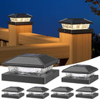 6-Pack Warm White Solar Fence Post Lights, Outdoor LED Caps