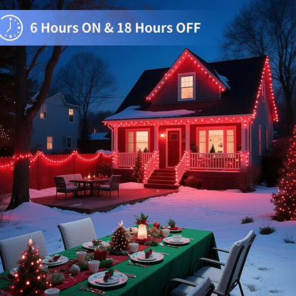 Tcamp 33ft 100LED Red Christmas Lights Battery Operated with Remote Memory Timer, 8 Modes Battery String Lights for Christmas Tree Wreath Bedroom Outdoor Indoor Decor