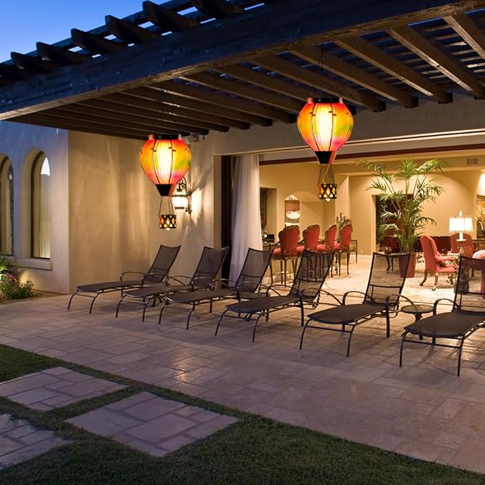 Metal Hanging Solar Lanterns for Garden, Waterproof LED