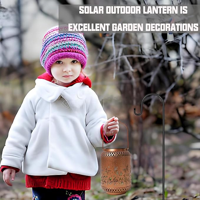 Butterfly Solar Lanterns Garden Decor Birthday Gifts for Women Mon Grandma Metal Hanging Solar Lights Waterproof Outdoor Decoration for Outside LED Lanterns for Yard Patio Lawn Pathway Landscape