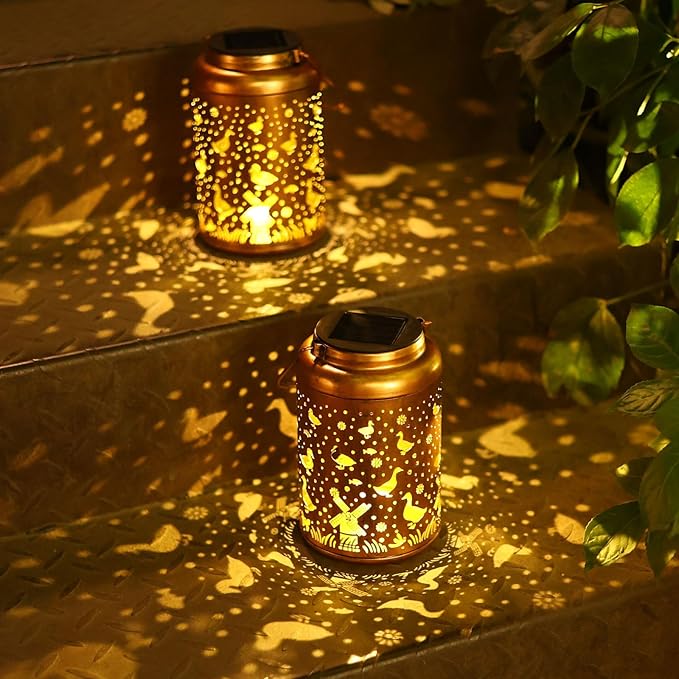 Classic Hanging Solar Lanterns for Yard, Waterproof LED