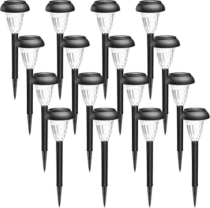 GIGALUMI 16 Pack Solar Light Outdoor Waterproof, Cool White Pathway Lights Solar Powered, Landscape Lighting, Garden Lights for Decor, Patio, Garden, Yard, Pathways, Walkway