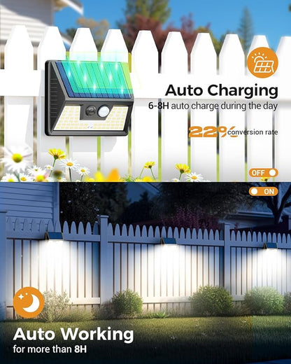 12 Pack Solar Fence Lights Waterproof, Motion Sensor Deck Lights Outdoor, Cold White LED Outside Lights Wireless for Wall Yard Steps Stairs Garden - Black