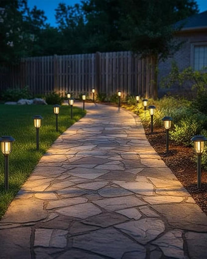 Solar Pathway Lights Outdoor 8 Pack, Warm White Solar Path Lights,Solar Lights Outdoor Waterproof Decorative Landscape Path Lights Auto On/Off, Solar Garden Lights for Yard Walkway Driveway Patio