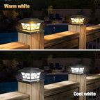 4-Pack Black Solar Yard Post Lights, Outdoor LED Caps