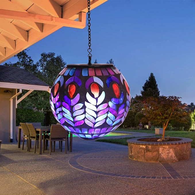 Solar Mosaic Lanterns, Outdoor Hanging LED Decor