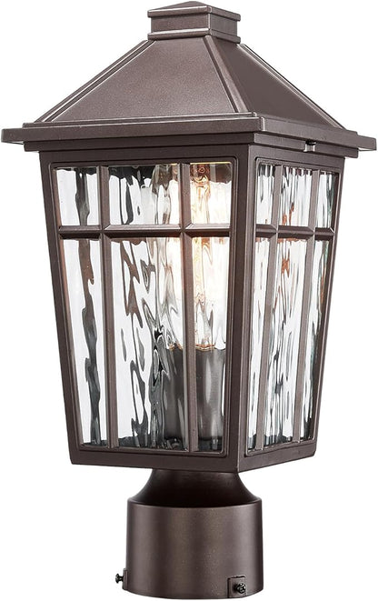 Darkaway Outdoor Post Lights Lamp Post Light Fixture, Waterproof Aluminum Housing with Water Ripple Glass, Fence Post Deck Lighting for Garden Patio Pathway