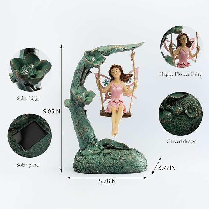 9.05" Flower Solar Lawn Figurine Light, Waterproof