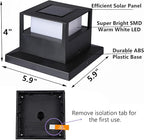 4-Pack Warm White Solar Patio Post Lights, Outdoor LED Caps