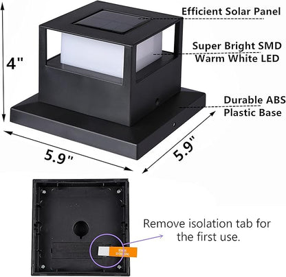 MAGGIFT 4 Pack Solar Post Lights, 20 Lumen Outdoor Warm White High Brightness SMD LED Lighting Solar Powered Cap Light, Fits 4x4, 5x5 or 6x6 Wooden Posts, Waterproof for Yard Fence Deck or Patio