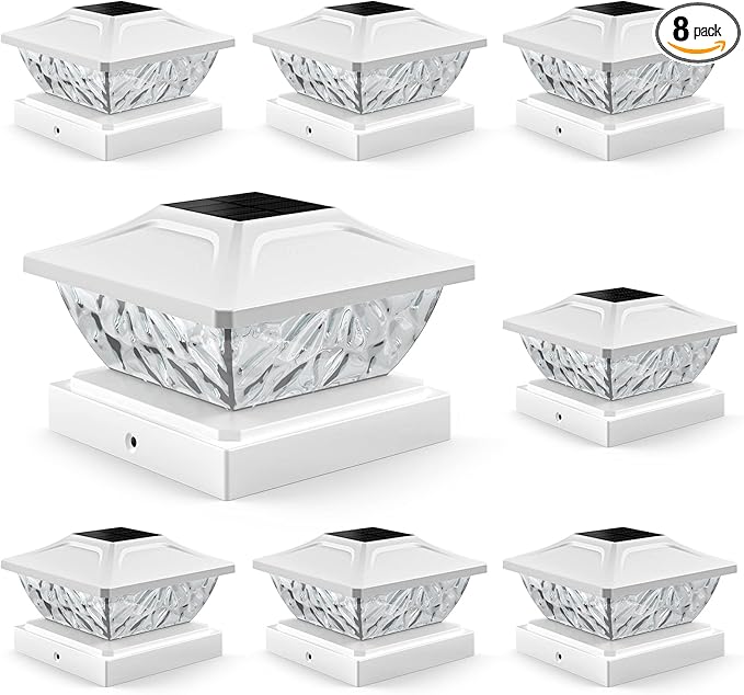 8-Pack Solar Post Cap Lights for Patio, LED