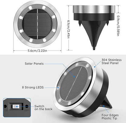Solar Ground Lights Outdoor, 12 Pack Solar Lights Outdoor Waterproof, Mini Flat Solar-Powered Garden Light, Landscape Lighting for Garden Yard Lawn Pathway Walkway Driveway Backyard Decor, Cold White