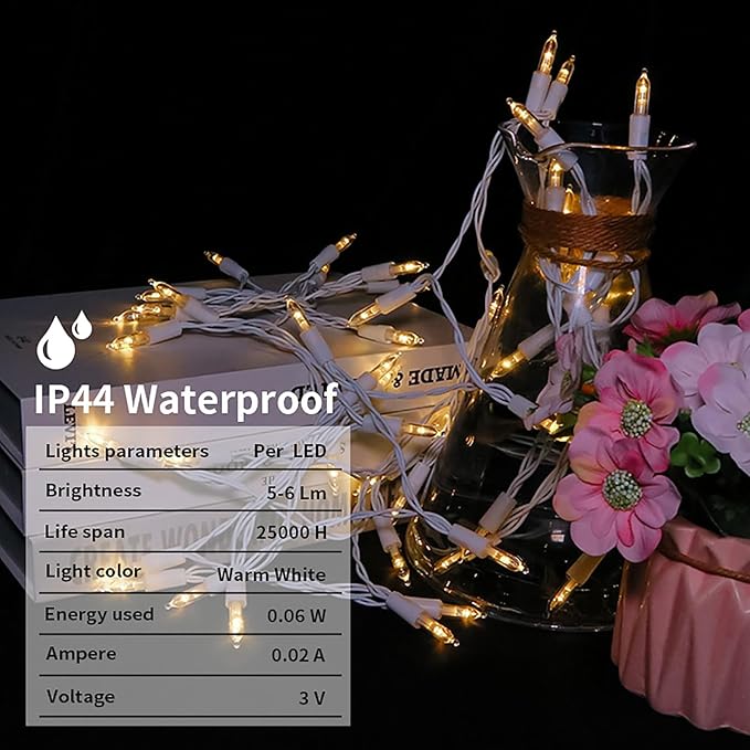 2-Pack Christmas LED String Lights, Waterproof Timer Lights