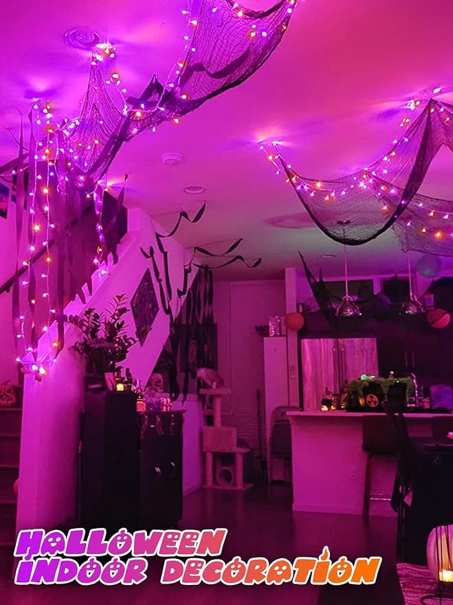 2-Pack 200 LED Halloween Twinkle Lights, 66ft Waterproof for Patio
