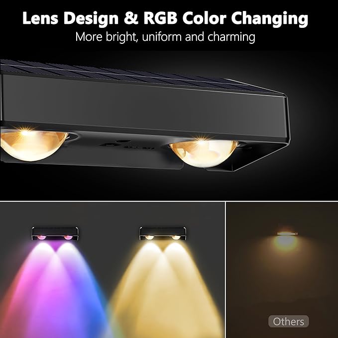 Brizled 16 Pack Fence Solar Lights, 11 Modes & 9 Colors - Warm White/Cool White/RGB Color Changing IP65 Waterproof Outdoor Wall Lights, 100 Lumens Outdoor Solar Deck Lighting for Railing Wall Fence