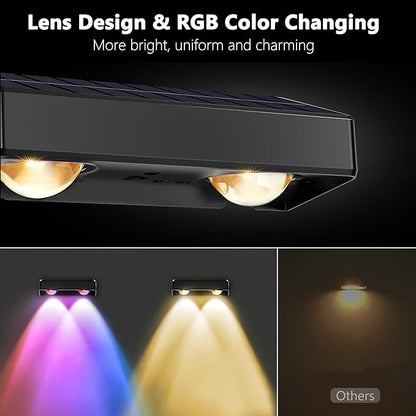 Brizled 16 Pack Fence Solar Lights, 11 Modes & 9 Colors - Warm White/Cool White/RGB Color Changing IP65 Waterproof Outdoor Wall Lights, 100 Lumens Outdoor Solar Deck Lighting for Railing Wall Fence