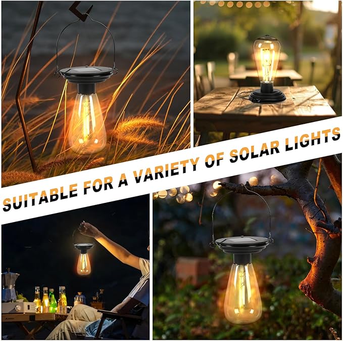 2-Pack Garden Solar Lanterns, Waterproof LED Patio Lights