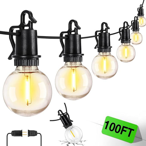 100ft Edison Bulb Patio String Lights, Waterproof