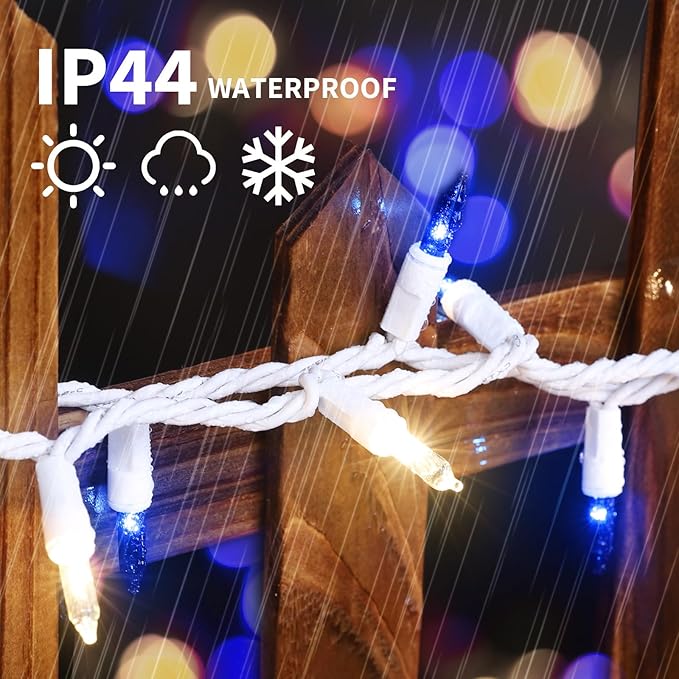 LAMPHOME Blue Clear Christmas String Lights, 100 ct 20FT Incandescent Mini Fairy Lights Set, UL Certified White Wire Lights for Indoor Outdoor Halloween Holiday Home Xmas Tree Patio Décor