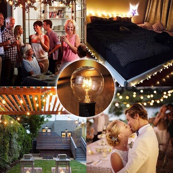 Outdoor String Lights, 50ft Black Waterproof LED
