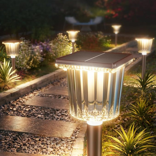 Super Bright Solar Pathway Lights Outdoor Powered 2-Pack,Adjustable Warm&Cool White,Waterproof IP65 Solar Garden Decor Landscape Lighting Outside for Front Yard/Patio/Walkway/Driveway/Lawn/Path Light