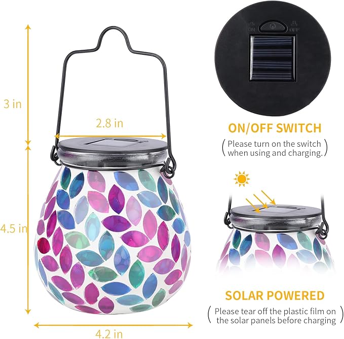 Mosaic Solar Lantern Set, Charming Porch Lighting
