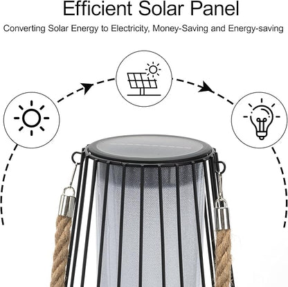 Outdoor Solar Lanterns 13" Large Solar Hanging/Standing Lantern Lights Waterproof Rechargeable Metal Table Lamp with Retro Handle for Garden, Yard, Patio, Proch, Wedding Decoration