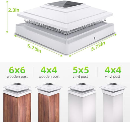 Solar Post Cap Lights Outdoor 16pack, Waterproof Fence Post Solar Lights for 4x4 5x5 6x6 Wood/Vinyl Posts, White Deck Post Lights with 2 Color Modes Decorate Garden Patio Porch Backyard