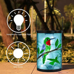 Hummingbird Solar Lantern Set, Metal Porch Lighting