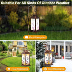 Rustic Backyard Solar Lanterns for Porch, Waterproof LED