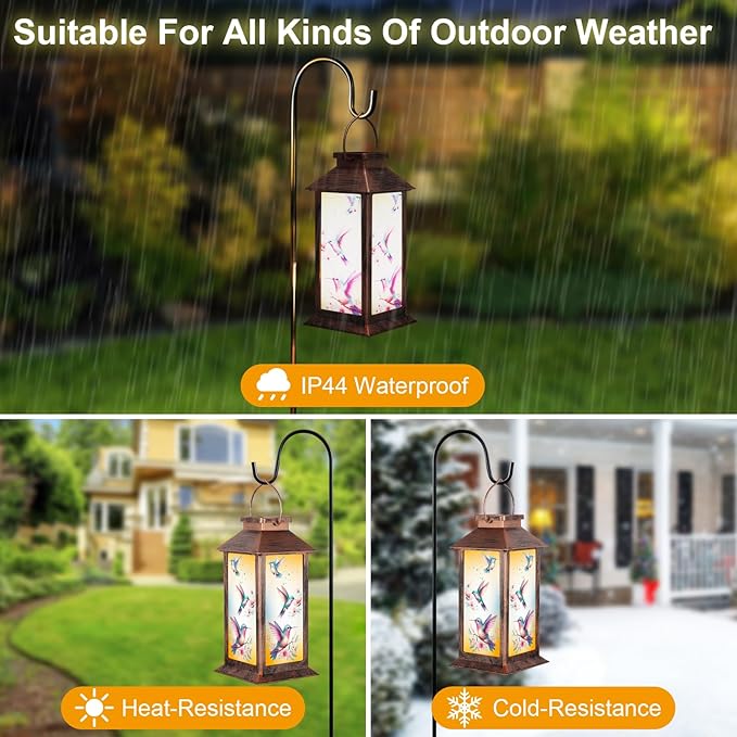 Solar Hanging Lanterns, Bronze, 3 LED, Waterproof, Perfect for Garden Decor, Outdoor Gatherings, and Gifting
