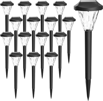 GIGALUMI 16 Pack Solar Lights Outdoor Waterproof, Outdoor Solar Lights for Yard, Solar Garden Lights, Yard Decorations Outdoor for Pathway, Patio, Garden, Driveway, Lawn, and Landscape(Warm White)