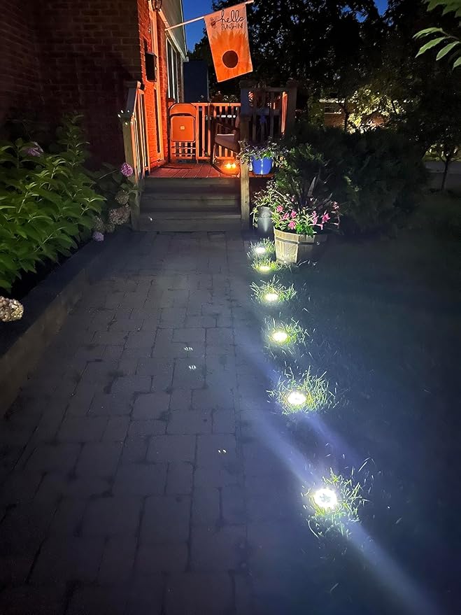 Solar Lights Outdoor,12 Pack Solar Garden Lights for Pathway,Yard,Deck,Lawn,Patio,Walkway,Driveway,Step（Brightwhite）