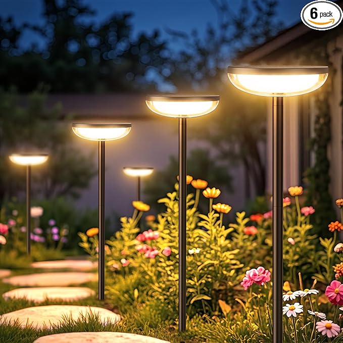 6-Pack Solar Pathway Lights, Waterproof LED Driveway Lights
