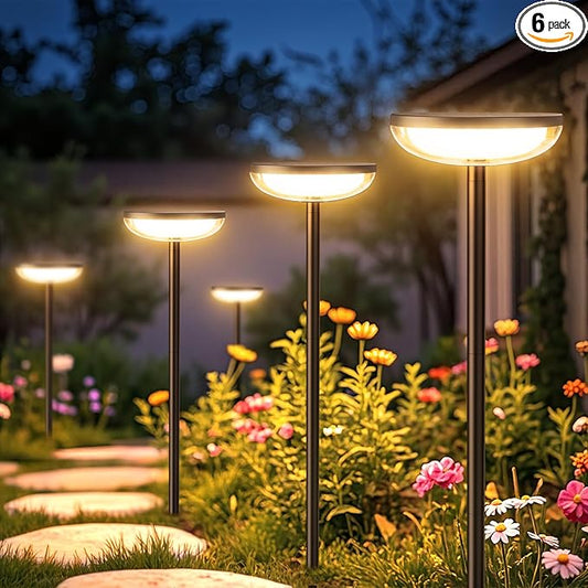 Solar Pathway Lights Outdoor, 6 Pack Tall Solar Garden Lights Outdoor Waterproof for Yard Flower Bed Patio Path Walkway Driveway Outside Decor Landscape Lighting