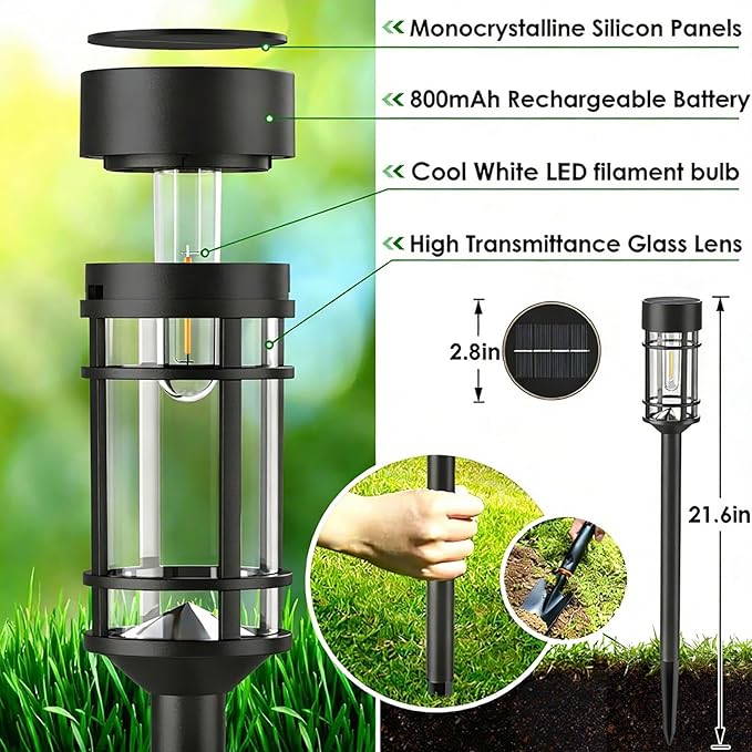 Solar Driveway Path Lights 8-Pack, Waterproof