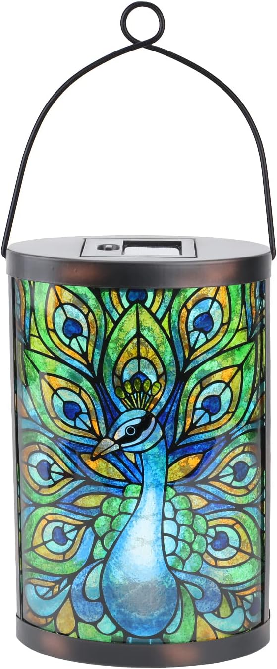 Solar Peacock Lanterns, Outdoor Hanging LED Decor