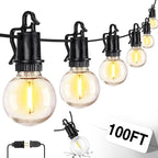 100ft Edison Bulb Patio String Lights, Waterproof