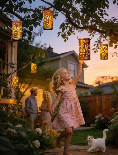 Hummingbird Solar Lanterns Outdoor Waterproof, Garden Decor Gifts for Mom Women Mother Grandma, Metal Lantern Garden Lights with Color Projection, Hanging Solar Lights for Yard Porch Patio