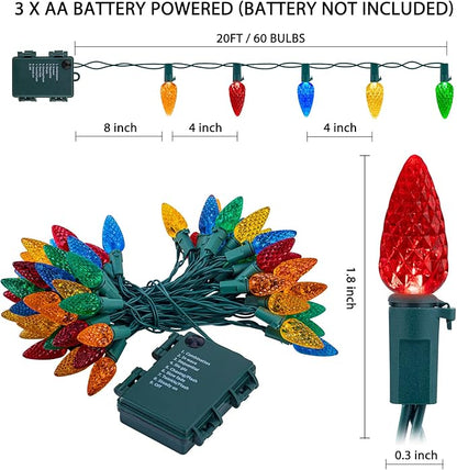 Christmas Fairy Lights 2-Pack, 20ft 6 LED Battery Twinkle Lights